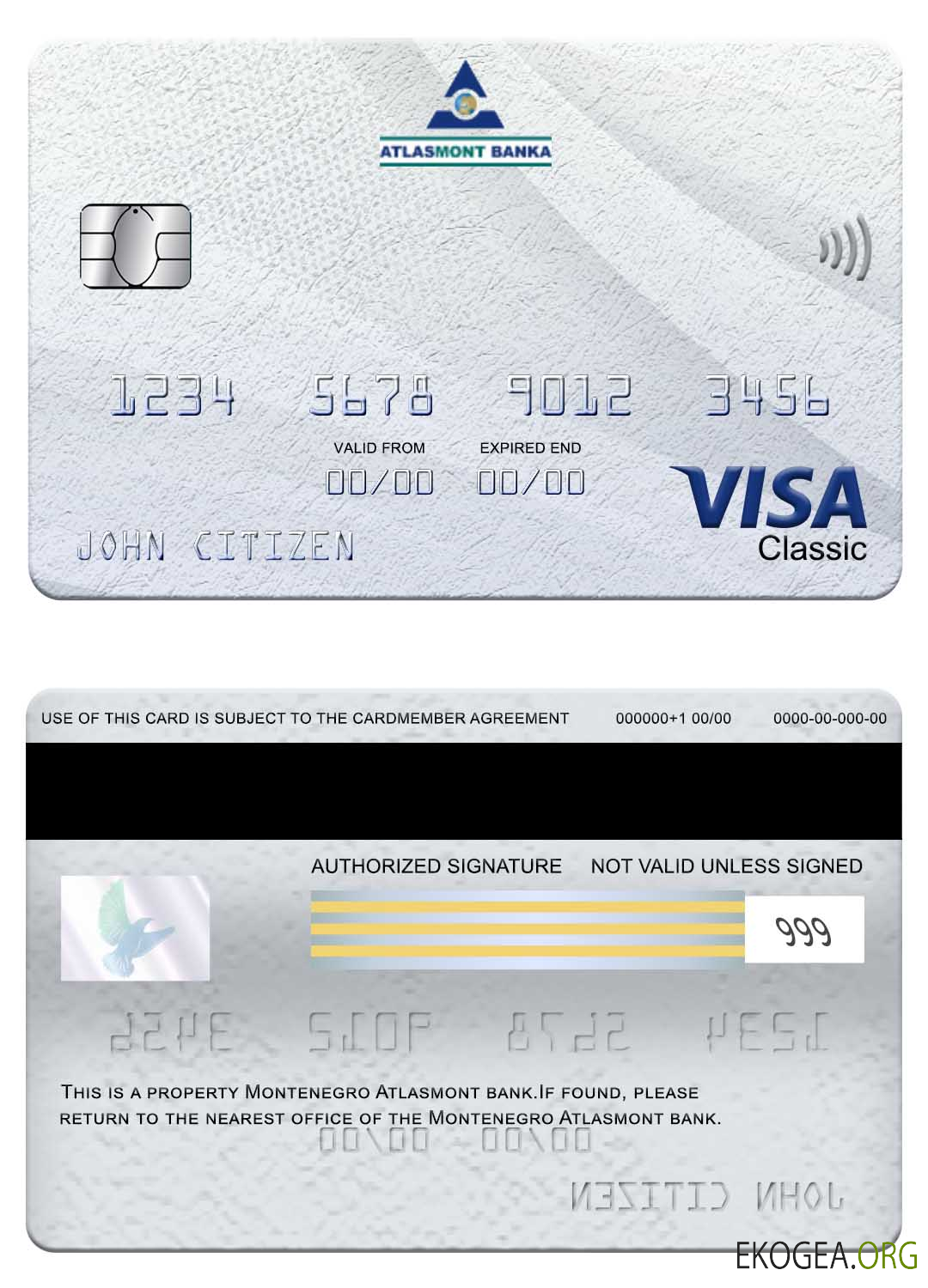 Carte visa classique Monténégro Atlasmont Bank